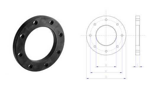 Flange piane in acciaio rivestito in polipropilene per condotte in materiale plastico